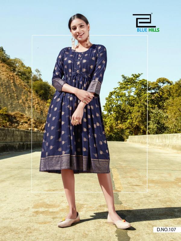 Blue Hills Payal 1-Rayon-With-Gold-Print-Kurti